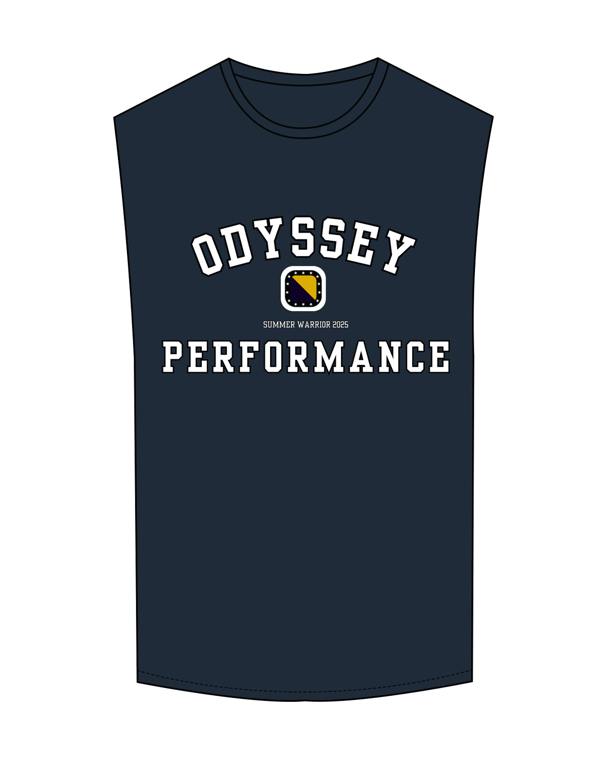 The Muscle Tank - Navy - Odyssey Performance - Center Chest Stacked W/ Logo - Full Color