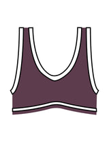 The Piped Bra - Purple - Neighborhood Barre - Center Back "NB" - Printed - White