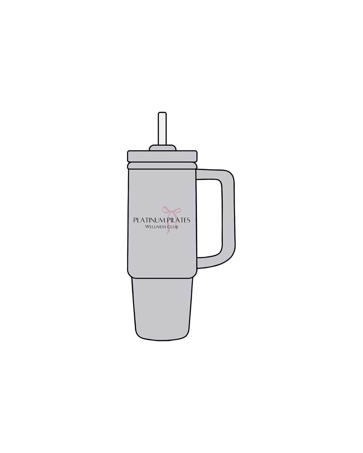 The Tumbler Cup - Light Gray - Platinum Pilates - Center Body Stacked - Printed - Full Color