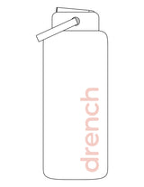 The Wide Mouth Water Bottle - White - Drench - Vertical "DRENCH" - Printed - Sherbert