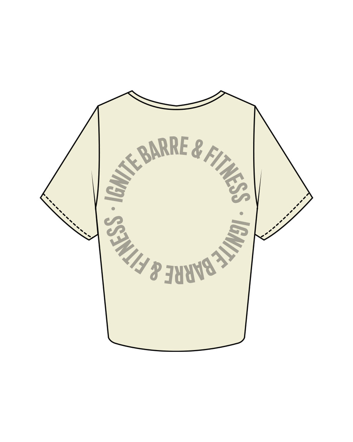 The Crop Tee - Butter - Ignite Barre & Fitness - Center Chest & Back Round - Printed - Dust