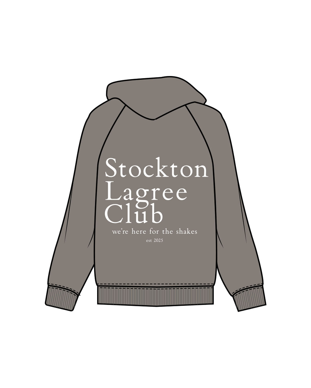 The Womens Hoodie - Washed Gray - Megafit House - Left Chest & Back Stacked - Printed - White