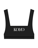 The Box Cut Bra - Black - Komo Studio - Center Chest & Center Back Stacked - Printed - White