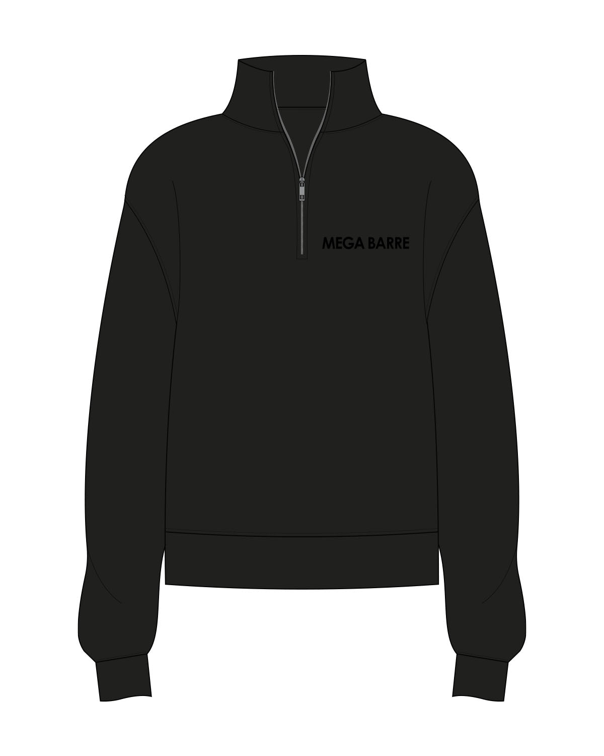 The Womens 1/4 Zip - Black - Megabarre - Left Chest - Tone on Tone