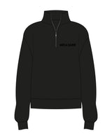 The Womens 1/4 Zip - Black - Megabarre - Left Chest - Tone on Tone