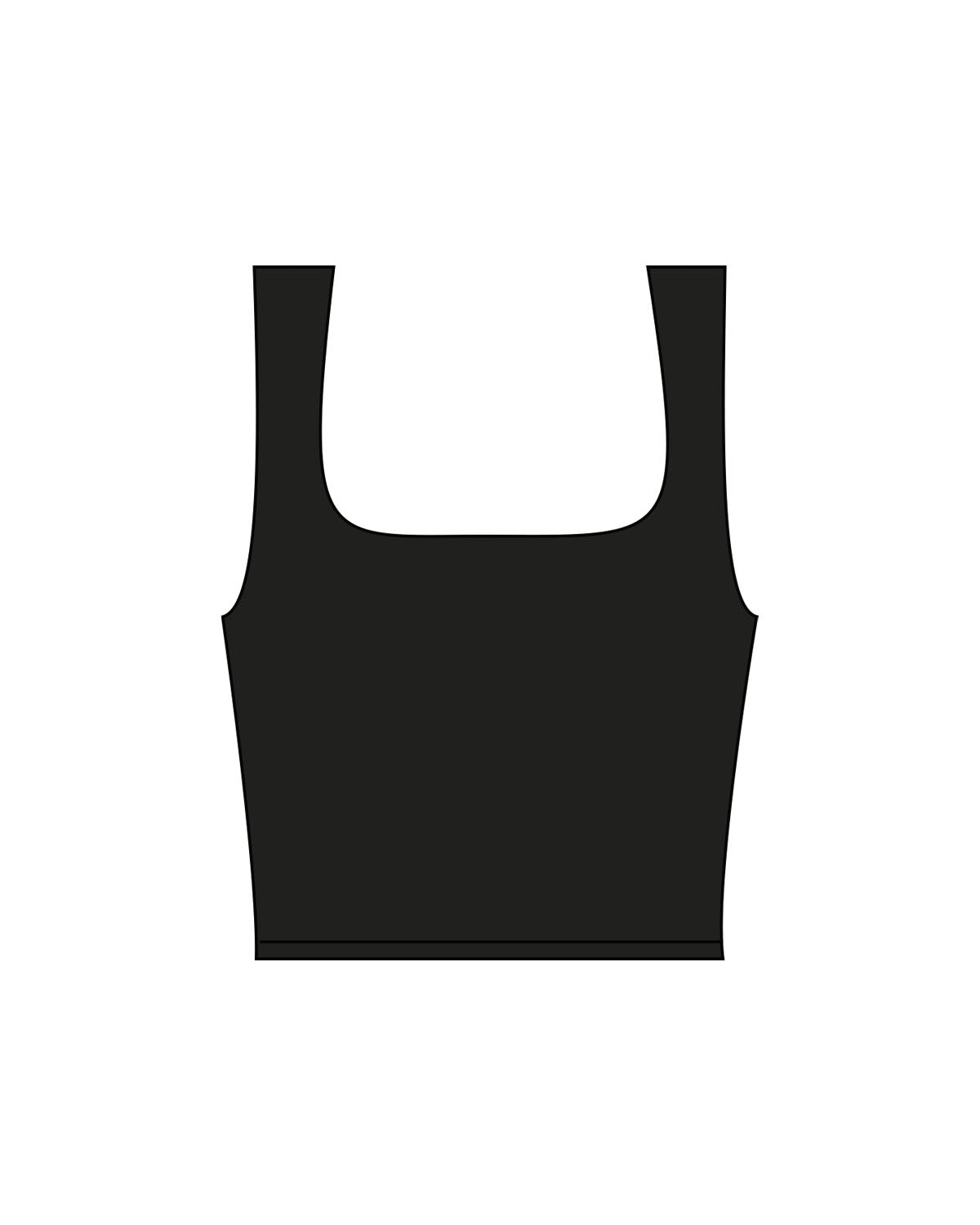 The Square Neck Tank - Black - Karve Lagree Fit - Center Back - Printed - White