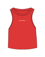 The Micro Rib Racer Crop - Red - The Hot Room - Center Chest - Printed - White