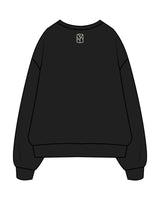 The Womens Crewneck - Black - The Oak Method - Center Chest Stacked & Back Neckline - Printed - ddd5c5