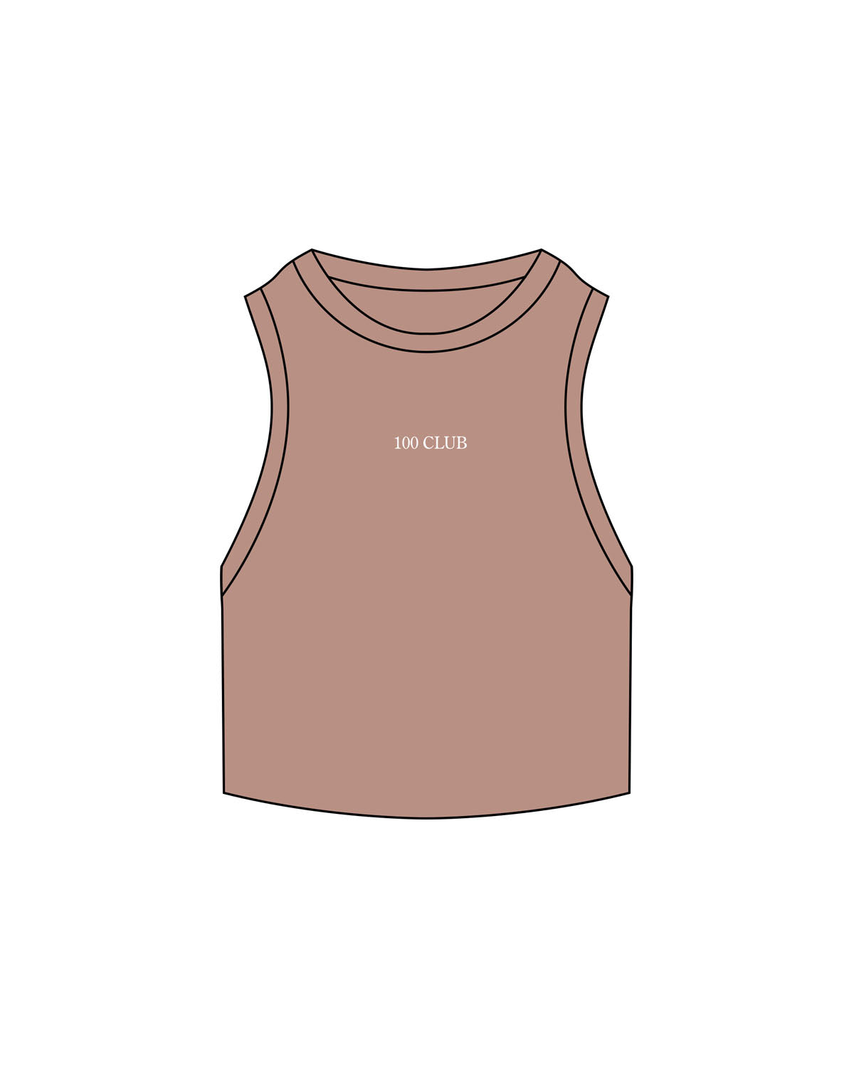 The Ribbed Crop Tank - Clay - Mantra - Center Chest "100 CLUB" - Embroidered - White