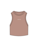 The Ribbed Crop Tank - Clay - Mantra - Center Chest "100 CLUB" - Embroidered - White