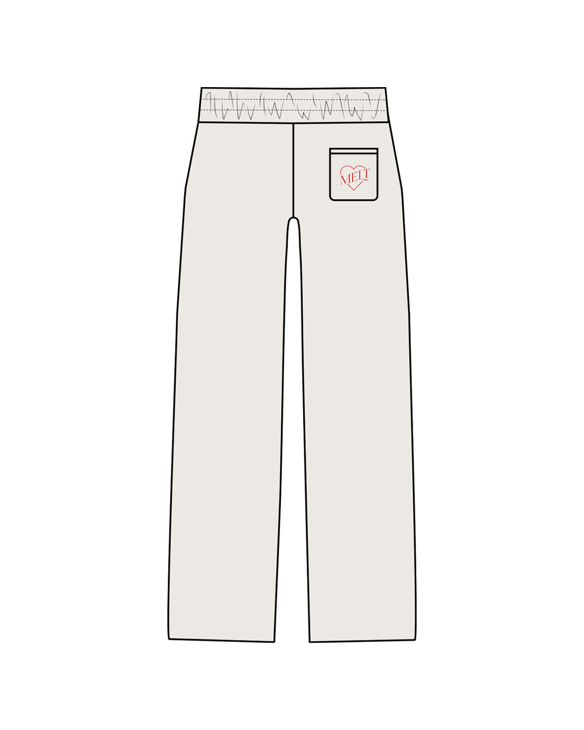 The Mens Straight Leg Sweatpants - Bone - Melt Hot Pilates - Right Back Pocket - Printed - Red