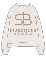 The Womens Crewneck - Bone - Injections by SB - Left Chest & Back Stacked - Printed - Tone on Tone