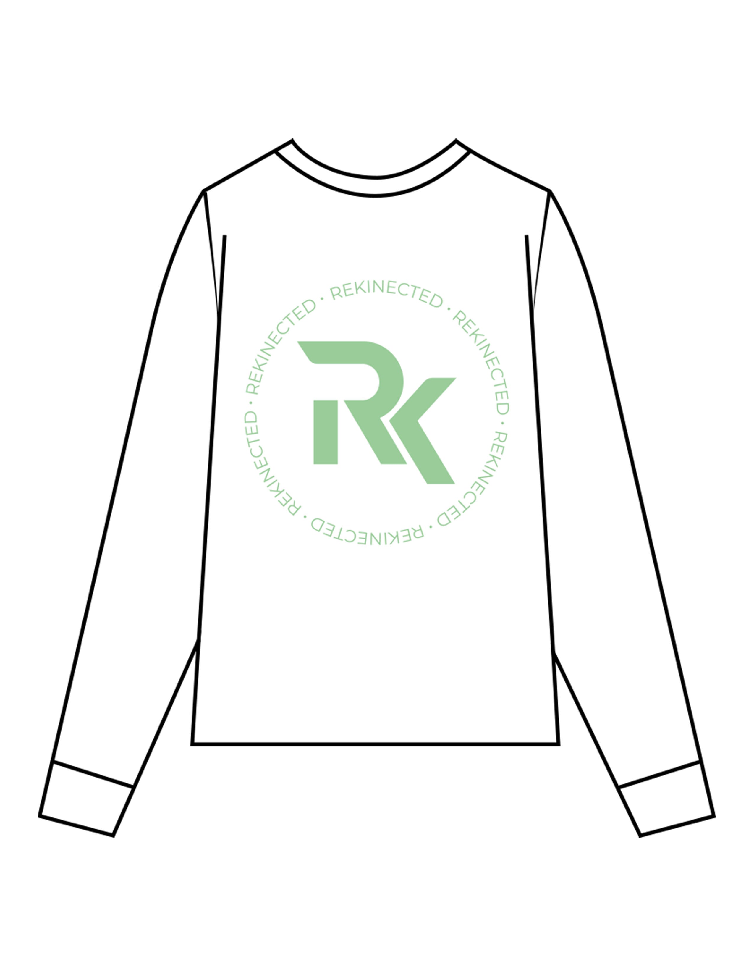 The Mens Long Sleeve - White - REKINECTED - Center Chest & Center Back Circular - Printed - Green