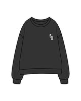 The Womens Crewneck - Washed Black - Spring House - Left Chest & Back Stacked "SPRING HOUSE" - Printed - White