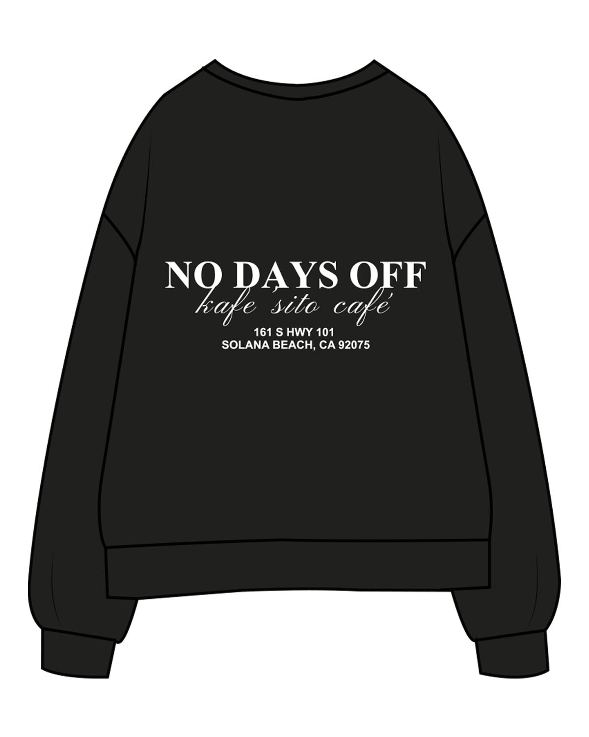 The Mens Classic Crewneck - Black - Kafe'sito - Center Chest Side & Back - Printed - White