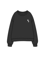The Womens Crewneck - Washed Black - Wheel House NY - Left Chest & Back Stacked - Printed - White