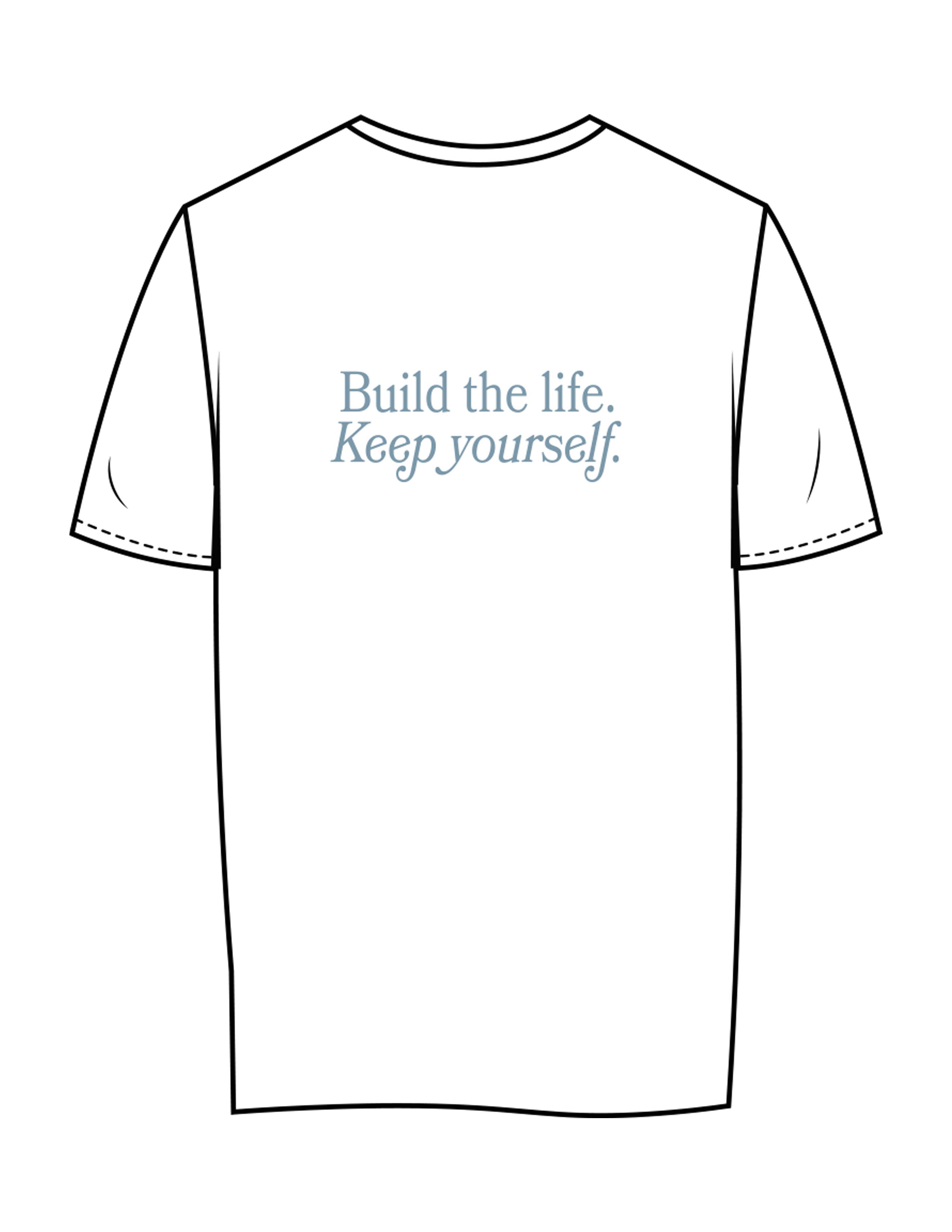 The Womens Tee - White - Balanced Self - Left Chest & Back Stacked - Printed - Denim Blue