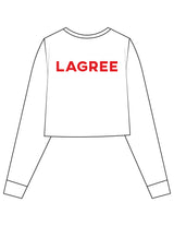 The Crop Long Sleeve - White - Method Lagree - Center Chest Round & Center Back - Printed - Full Color