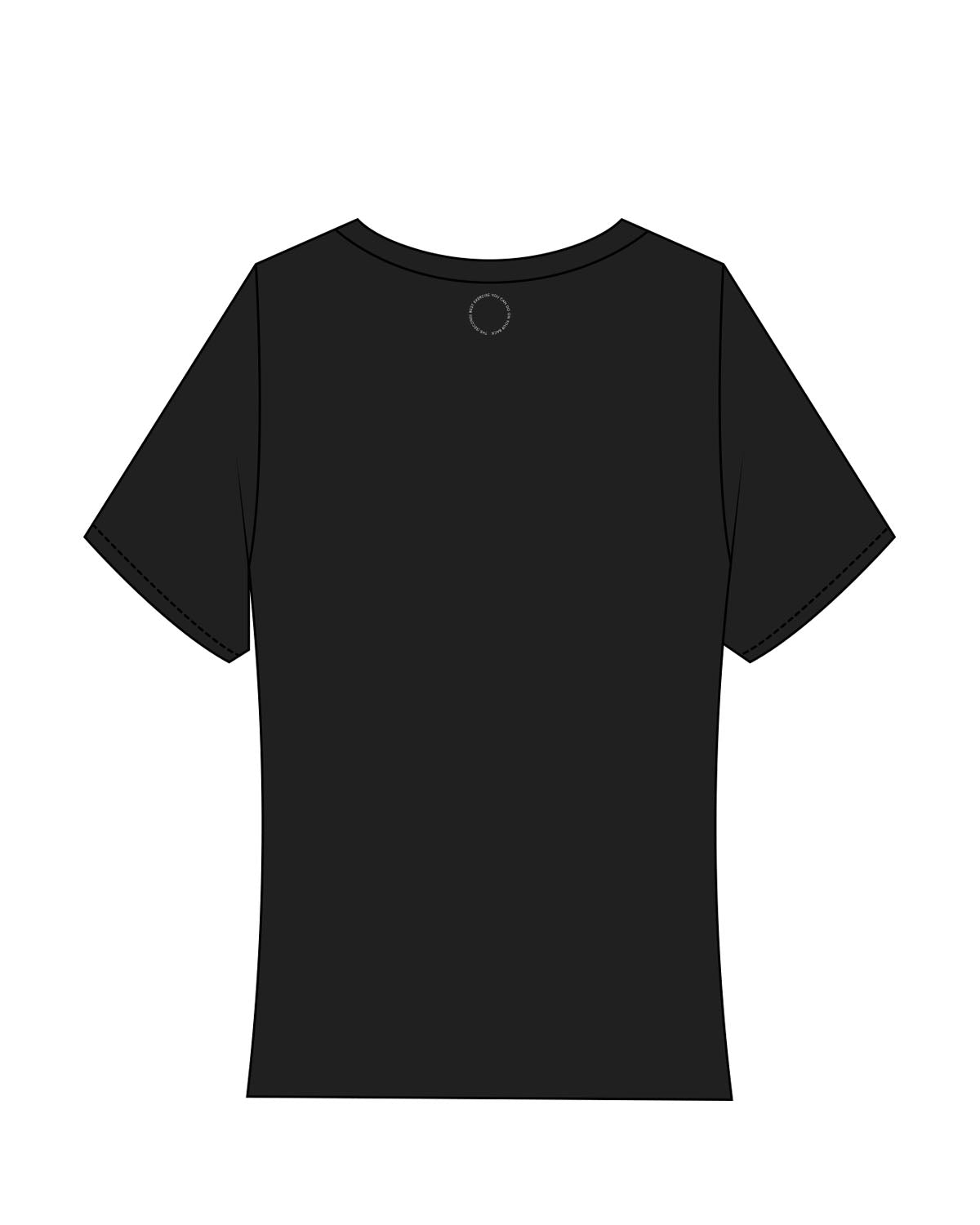 The Baby Tee - Black - Reforming Pilates - Chest Center & Back Neckline - White