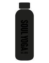 The Water Bottle - Black - SOUL YOGA - Center Body Vertical - Printed - Tone on Tone
