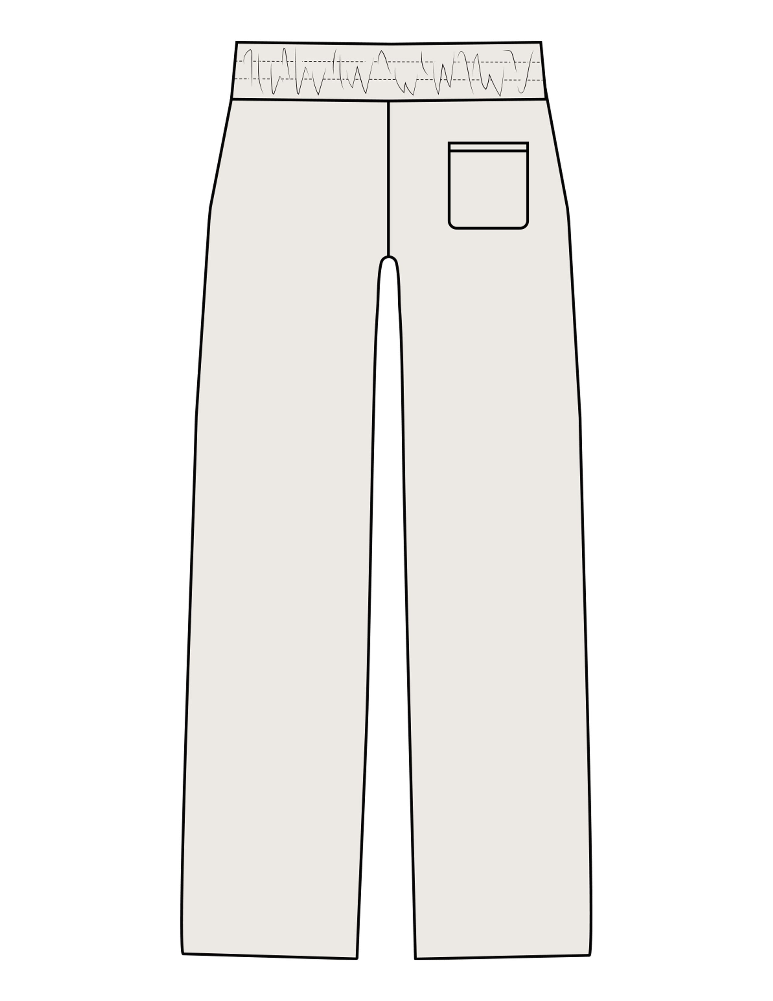 The Mens Straight Leg Sweatpants - Bone - Movement With Chels - Left Leg - Printed - Dark Blue