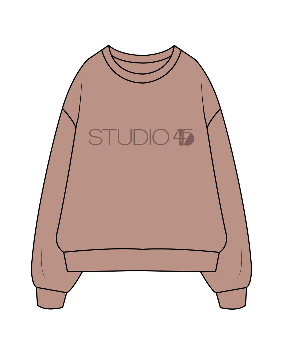 The Womens Crewneck - Clay - Studio 45 - Center Chest - Tone on Tone