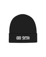 The Beanie - Black - Guru Tattoo - Center - Text - White