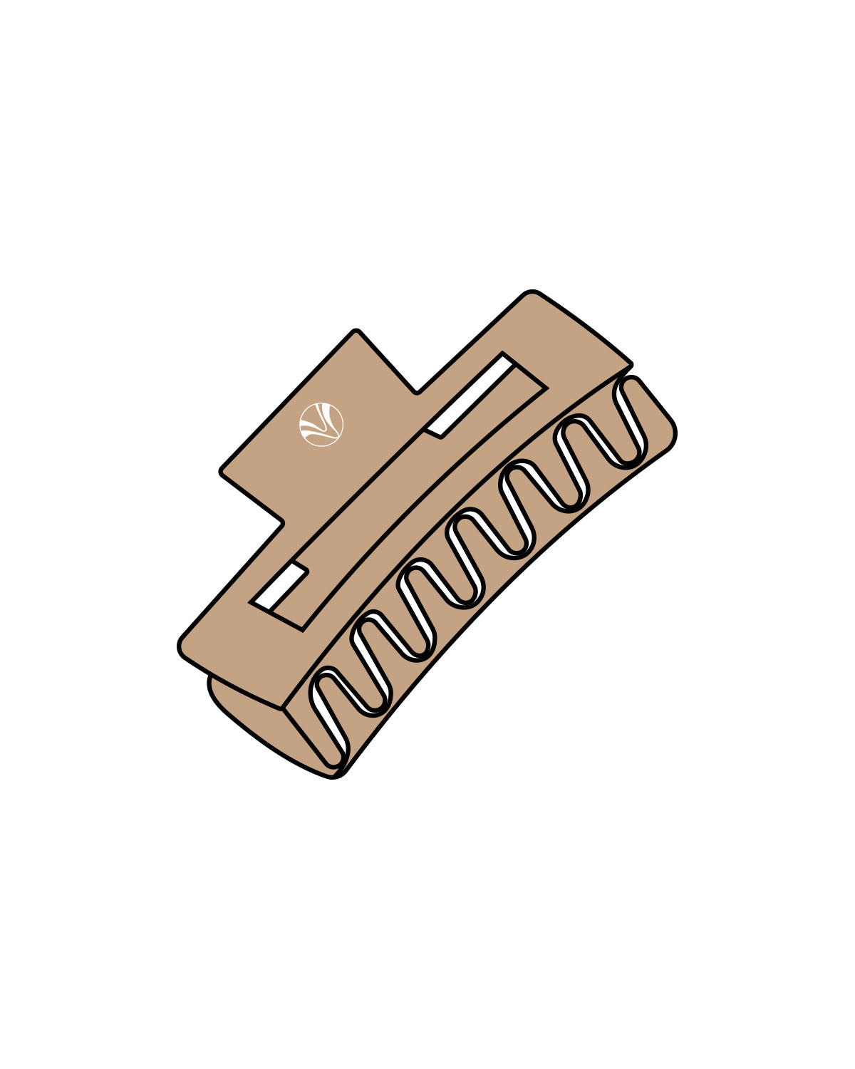 The Claw Hair Clip - Light Brown - Pure Movement LARK - Center Handle Logo - Printed - Almond Milk