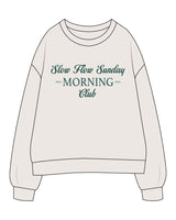 The Womens Crewneck - Bone - Evolve Collective - Center Chest Stacked - Embroidered - Green