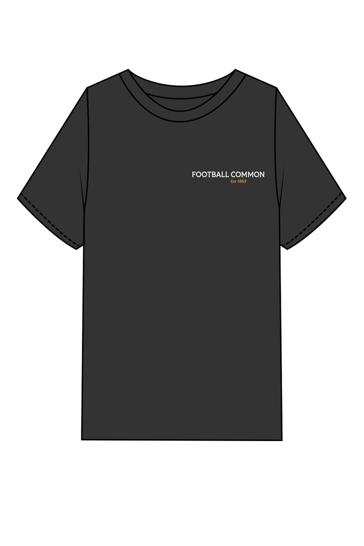 The Mens Heavyweight Tee - Washed Black - Football Common - Left Chest Stacked - Printed - Full Color