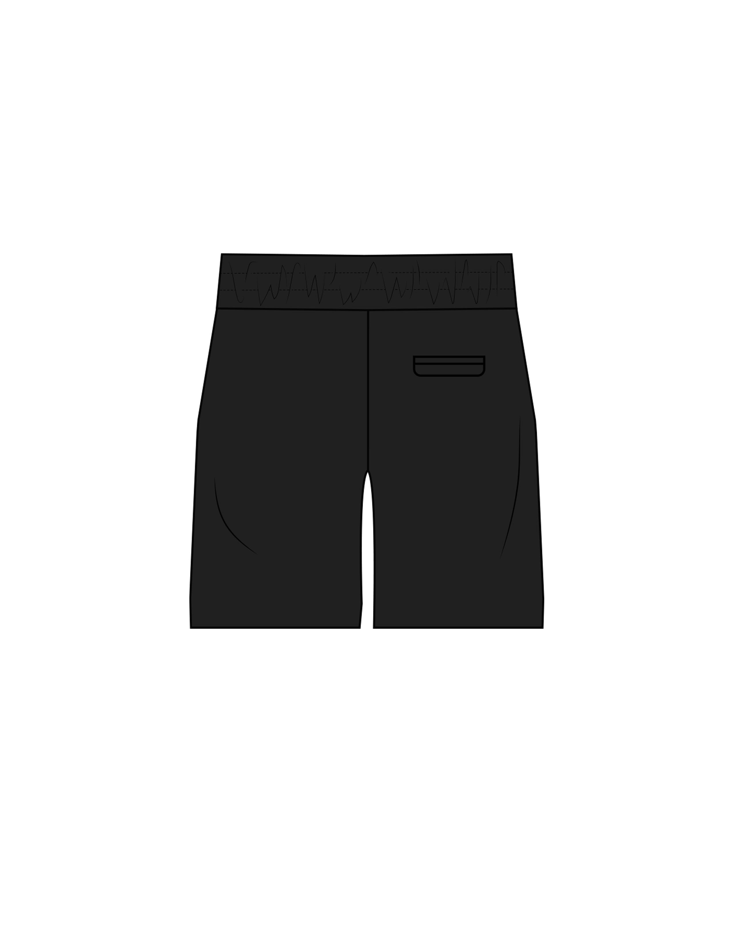The Mens Swim Short - Black - NSpiers - Front Left Leg - Printed - White