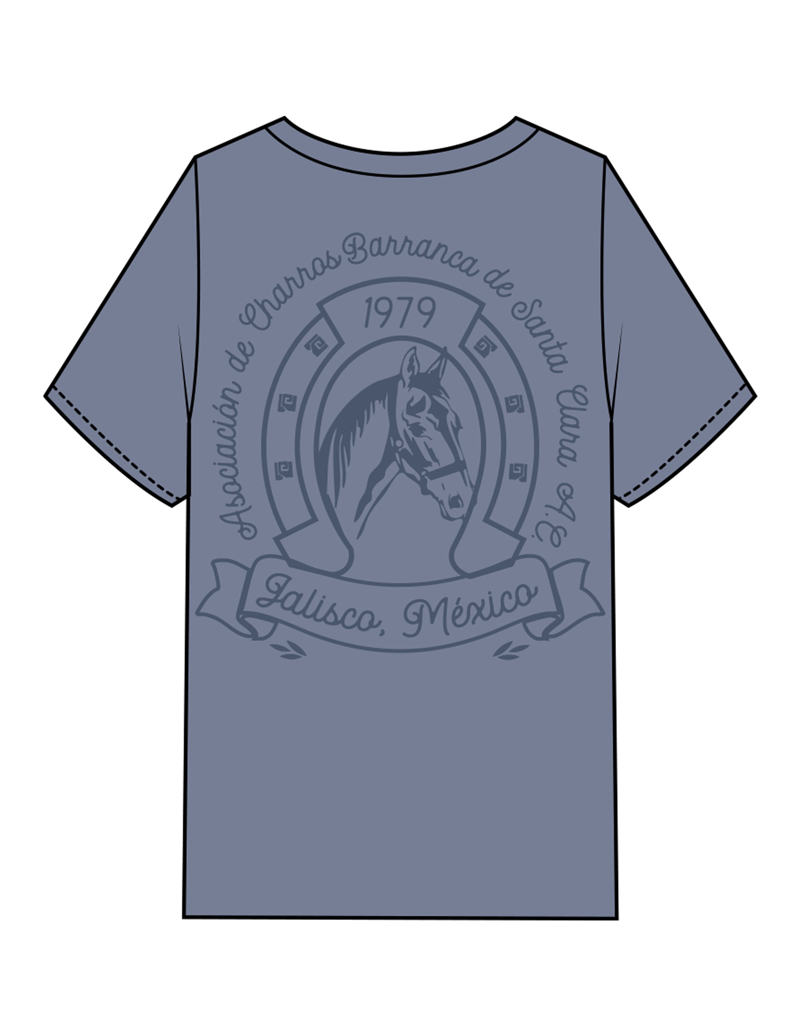 The Mens Heavyweight Tee - Washed Indigo - VCC - Left Chest Stacked & Back Image - Printed - Tone on Tone