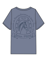The Mens Heavyweight Tee - Washed Indigo - VCC - Left Chest Stacked & Back Image - Printed - Tone on Tone