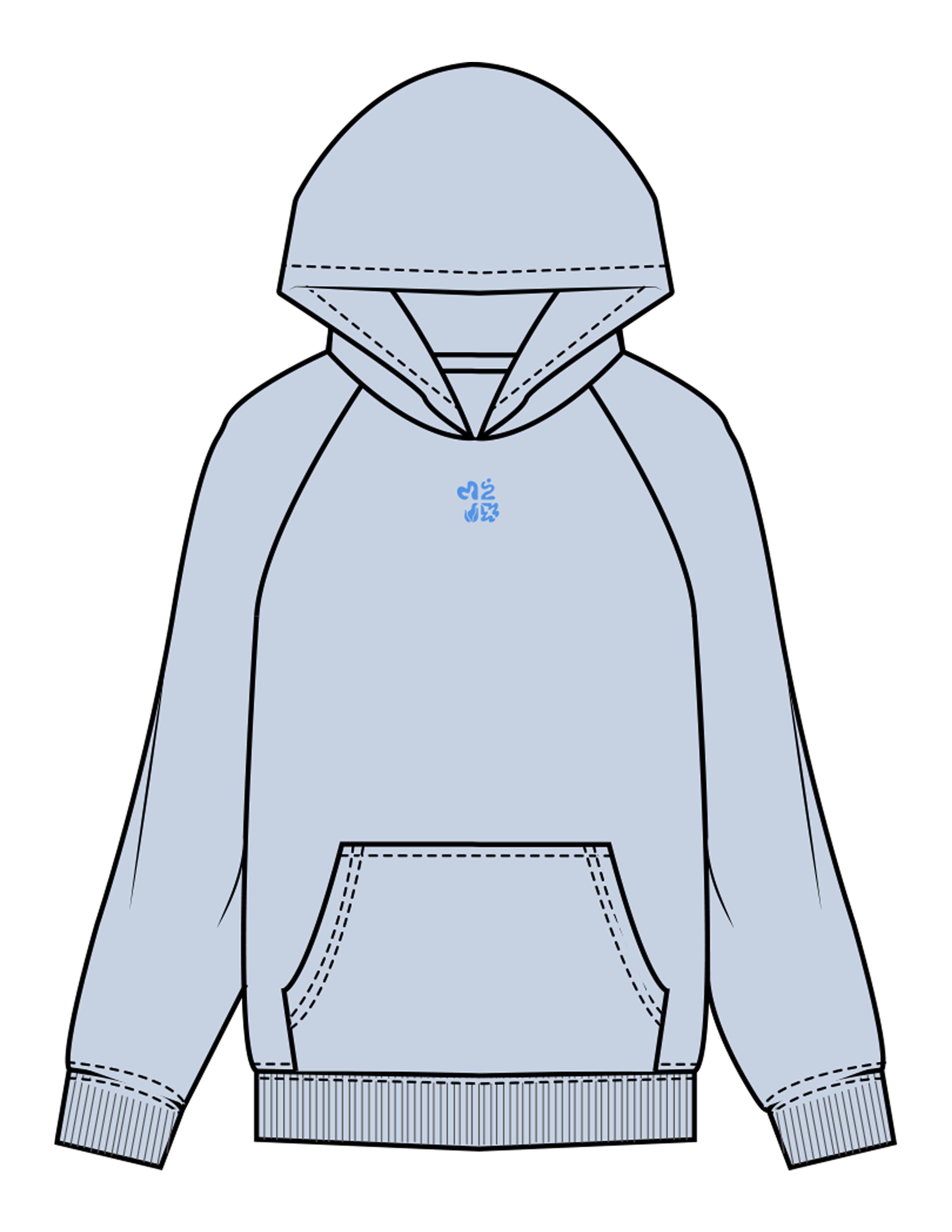 The Mens Hoodie - Powder - Plum Creek Church - Center Chest Stacked & Back Image - Printed - Full Color