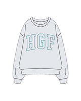 The Mens Crewneck - White Heather - Higher Ground - Center Chest Arched - Printed - Teal