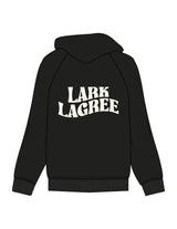 The Womens Zip Hoodie - Black - Pure Movement LARK - Left Chest & Back Stacked - Printed - Off White