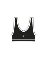 The Piped Bra - Black - Solos Pilates - Center Back "S" - Printed - White