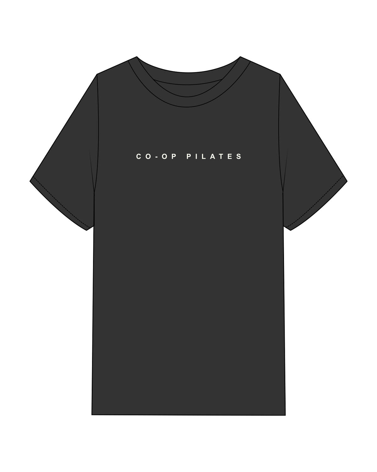 The Mens Heavyweight Tee - Washed Black - Co-Op Pilates - Center Chest - Printed - Off White