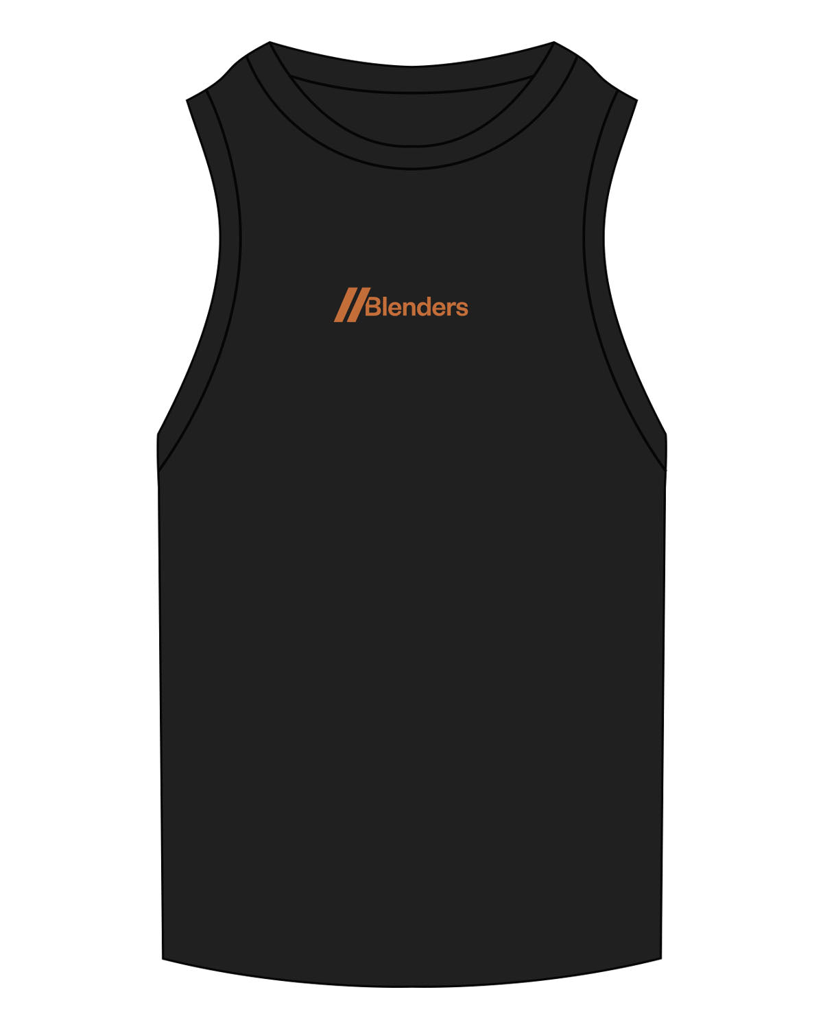 The Ribbed Full Length Tank - Black - Blenders - Center Chest - Embroidered - UT Orange