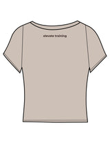 The Sporty Crop Short Sleeve - Light Brown - Elevate Training - Center Chest & Upper Back - Printed - Espresso