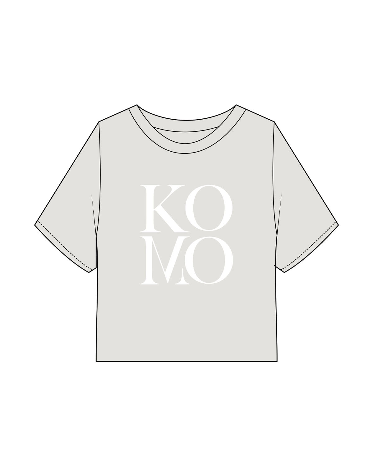 The Heavyweight Crop Tee - Washed Bone - Komo Studio - Front Stacked - Printed - White