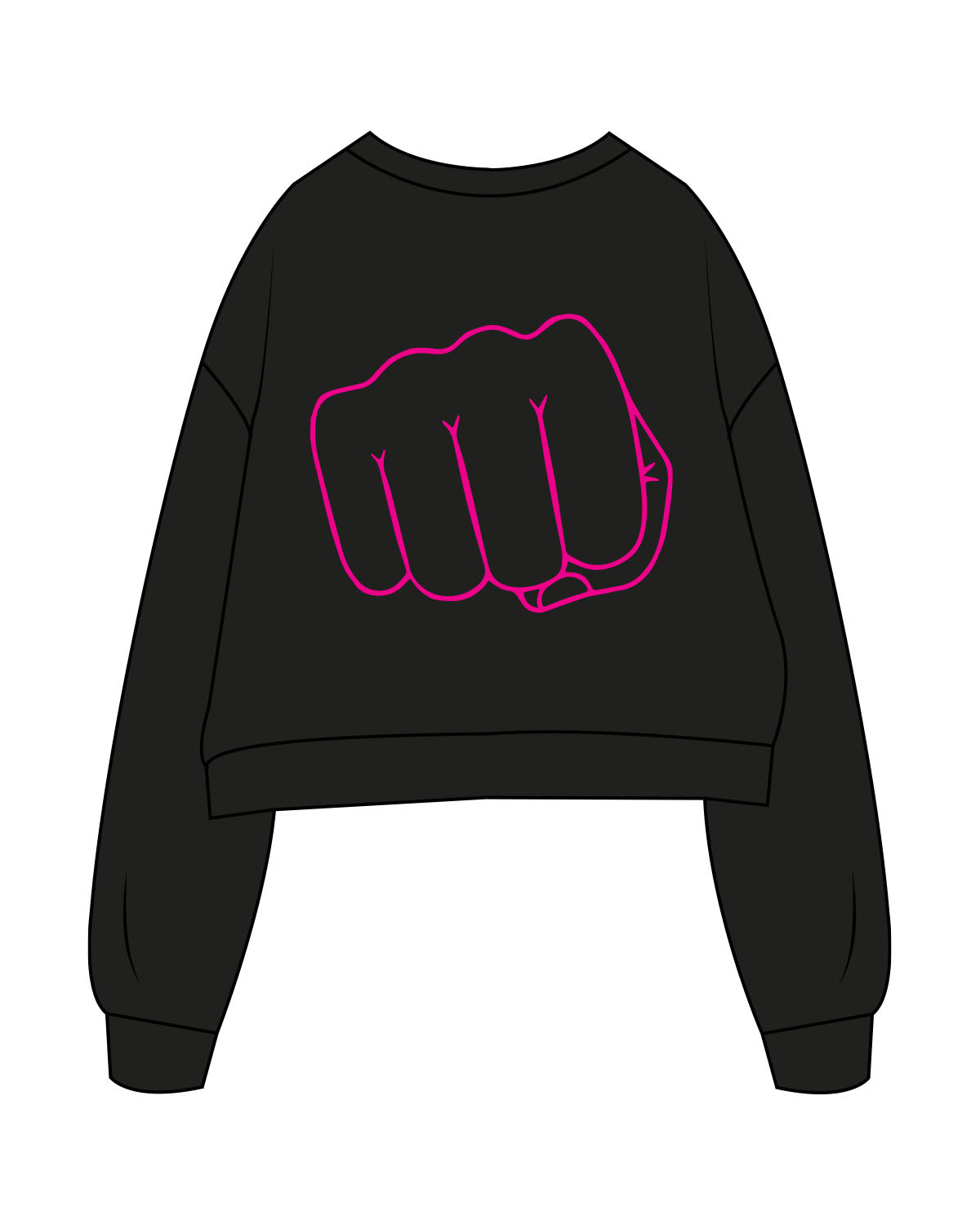 The Oversized Crop - Black - Punch Therapy - Left Chest & Back Center - Pink