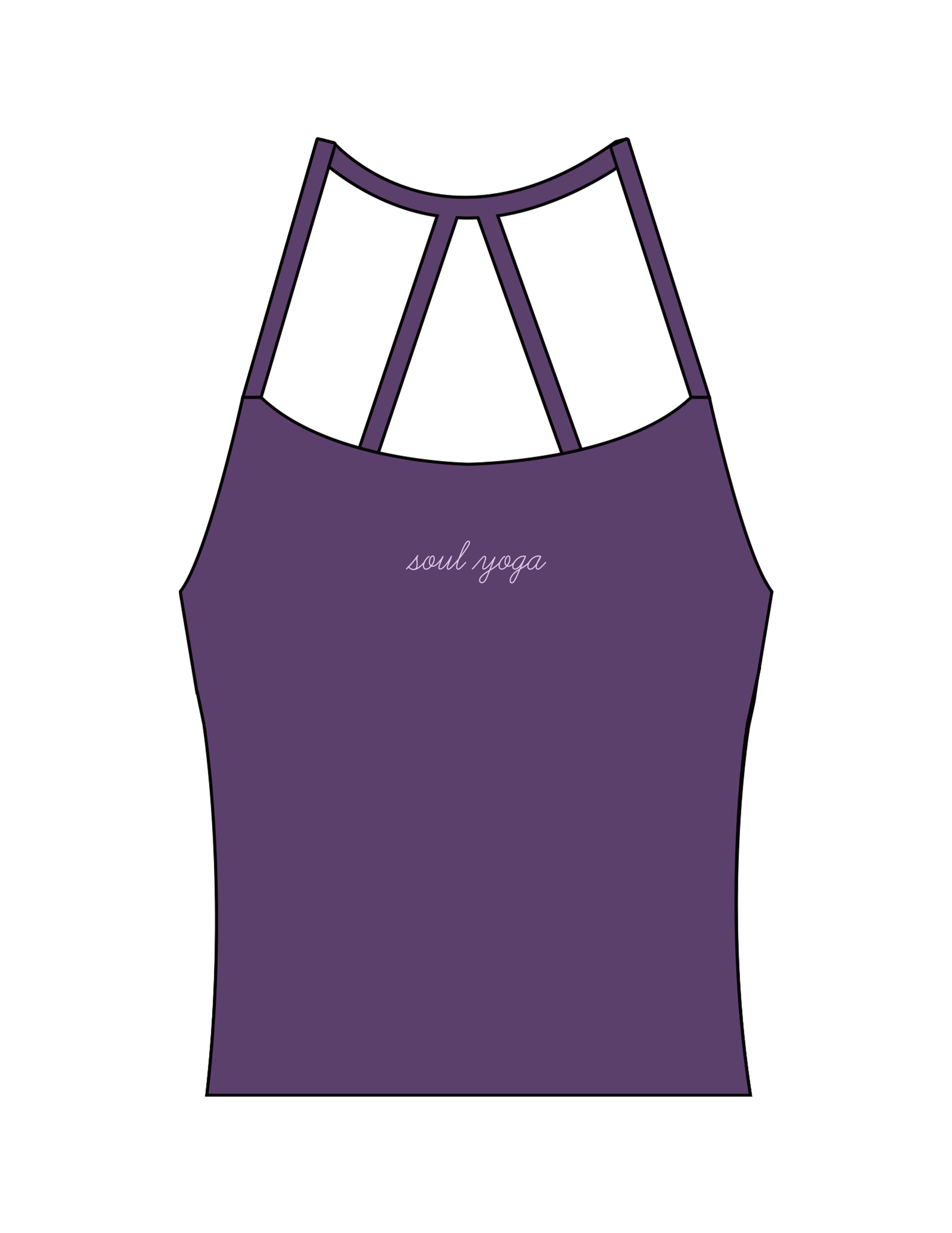 The Womens Sporty Tank - Purple - Soul Yoga - Center Chest Script - Printed - Lavender