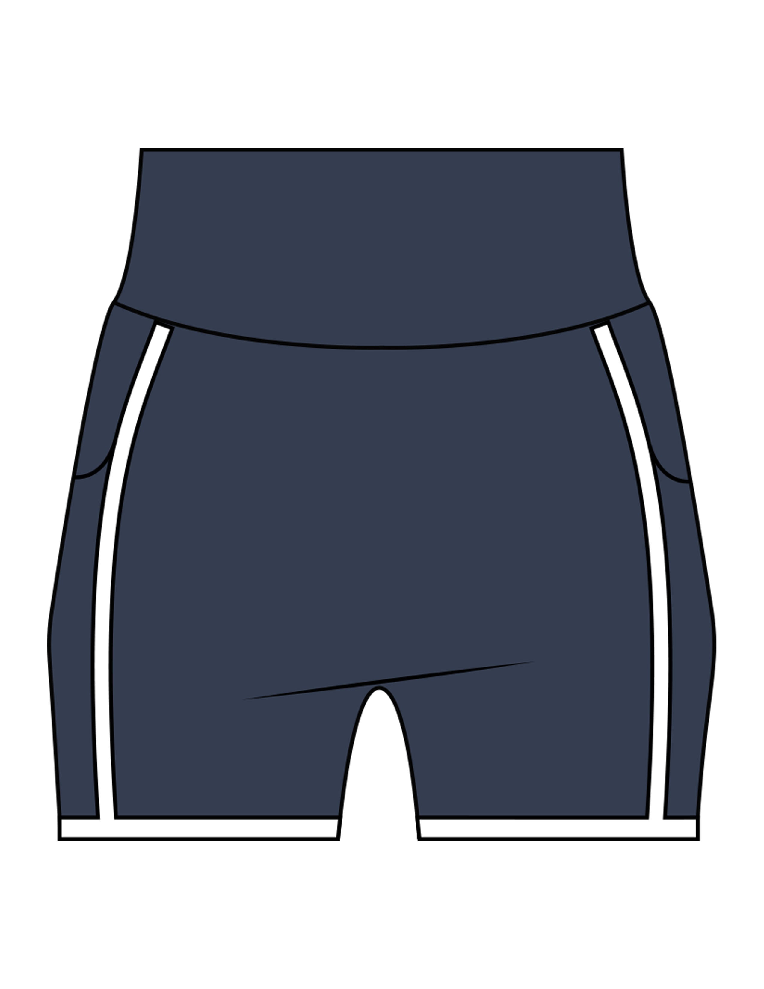 The Piped Crossover Short - Navy - Honor Pilates - Back Waistline - Printed - White