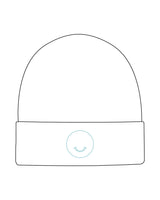 The Beanie - White - Squeeze Massage - Front Brim - Embroidered - Blue