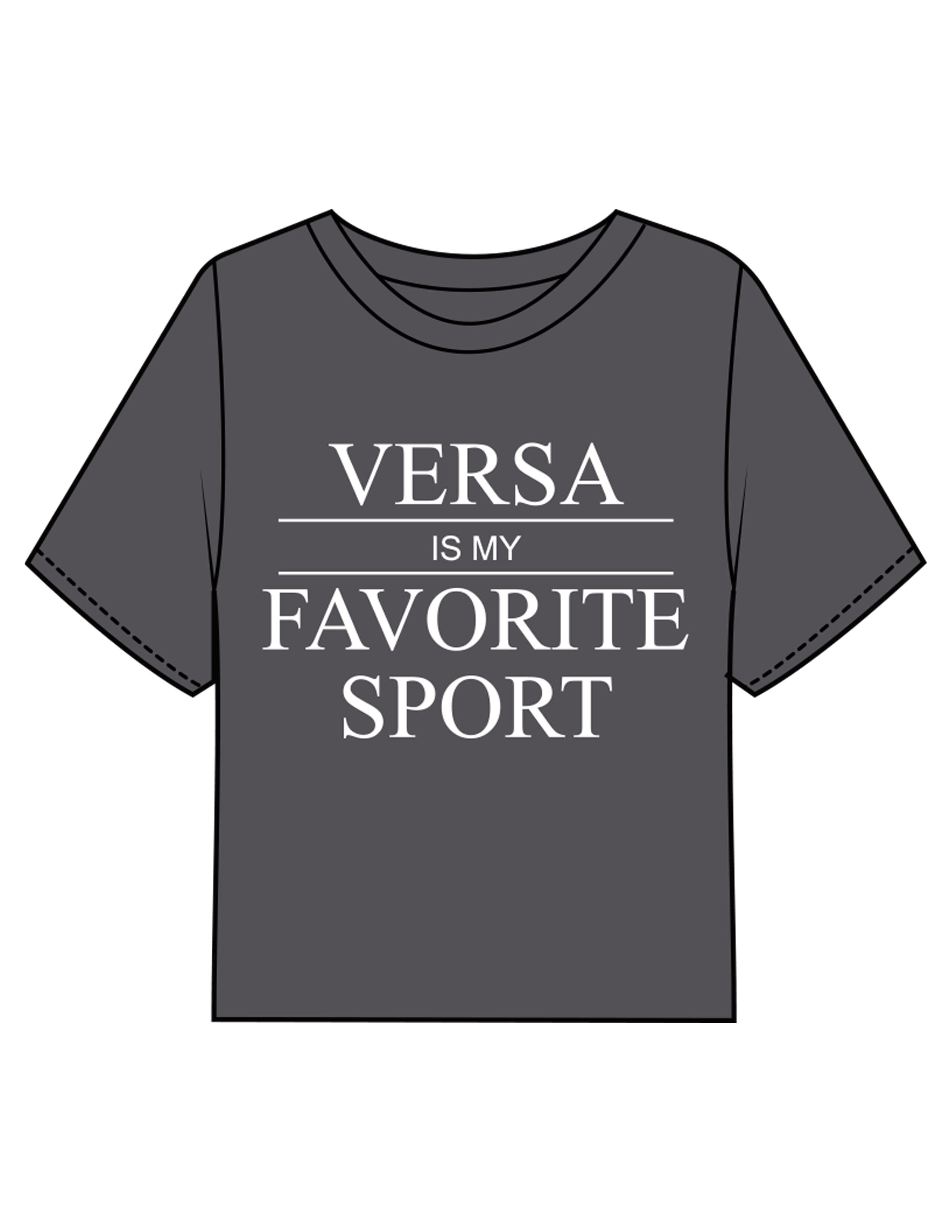 The Boxy Crop Tee - Charcoal - HiLo - Chest Stacked "VERSA" & Back Neckline Round - Printed - White