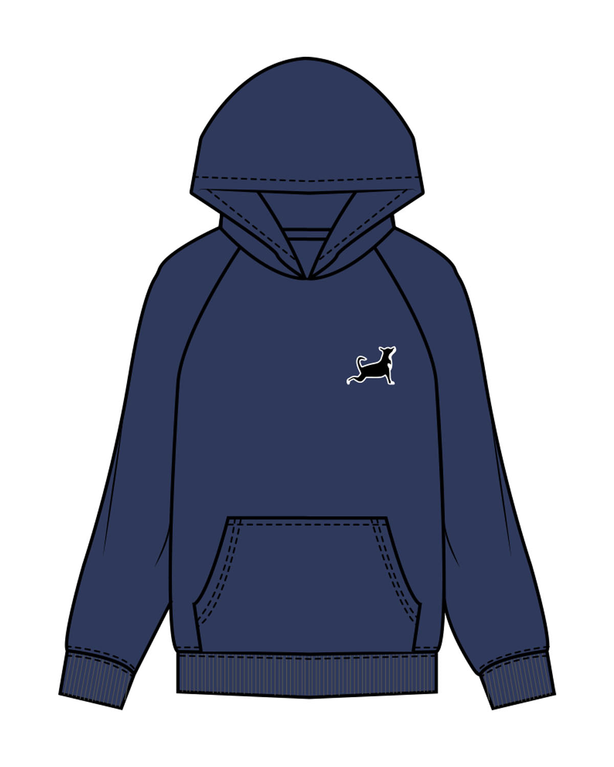 The Mens Hoodie - Cobalt - Updog Yoga - Left Chest - Back Center "IloveUpdog" - Printed - Full  Color