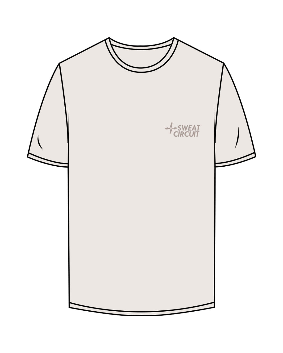 The Mens Tee - Bone - Sweat Circuit - Left Chest Stacked - Printed - Tone on Tone