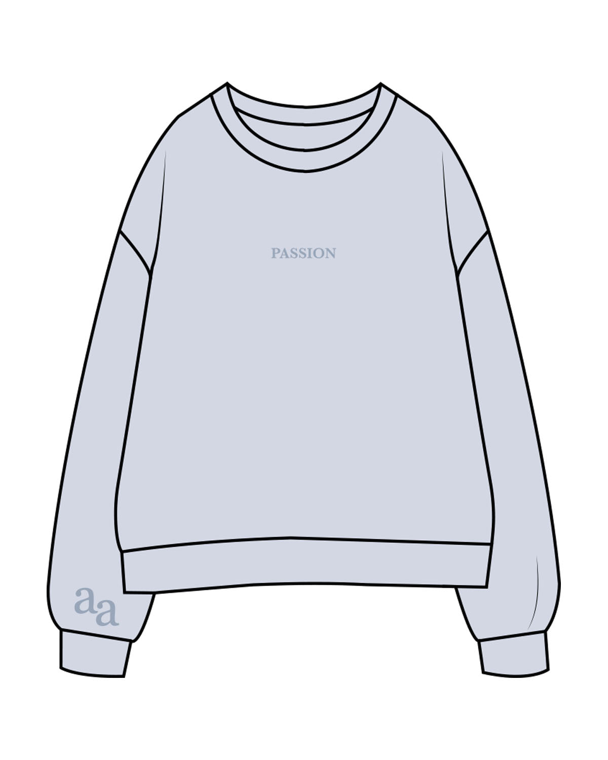 The Womens Crewneck - Powder - AA Associates - Center Chest & Right Sleeve - Embroidered
