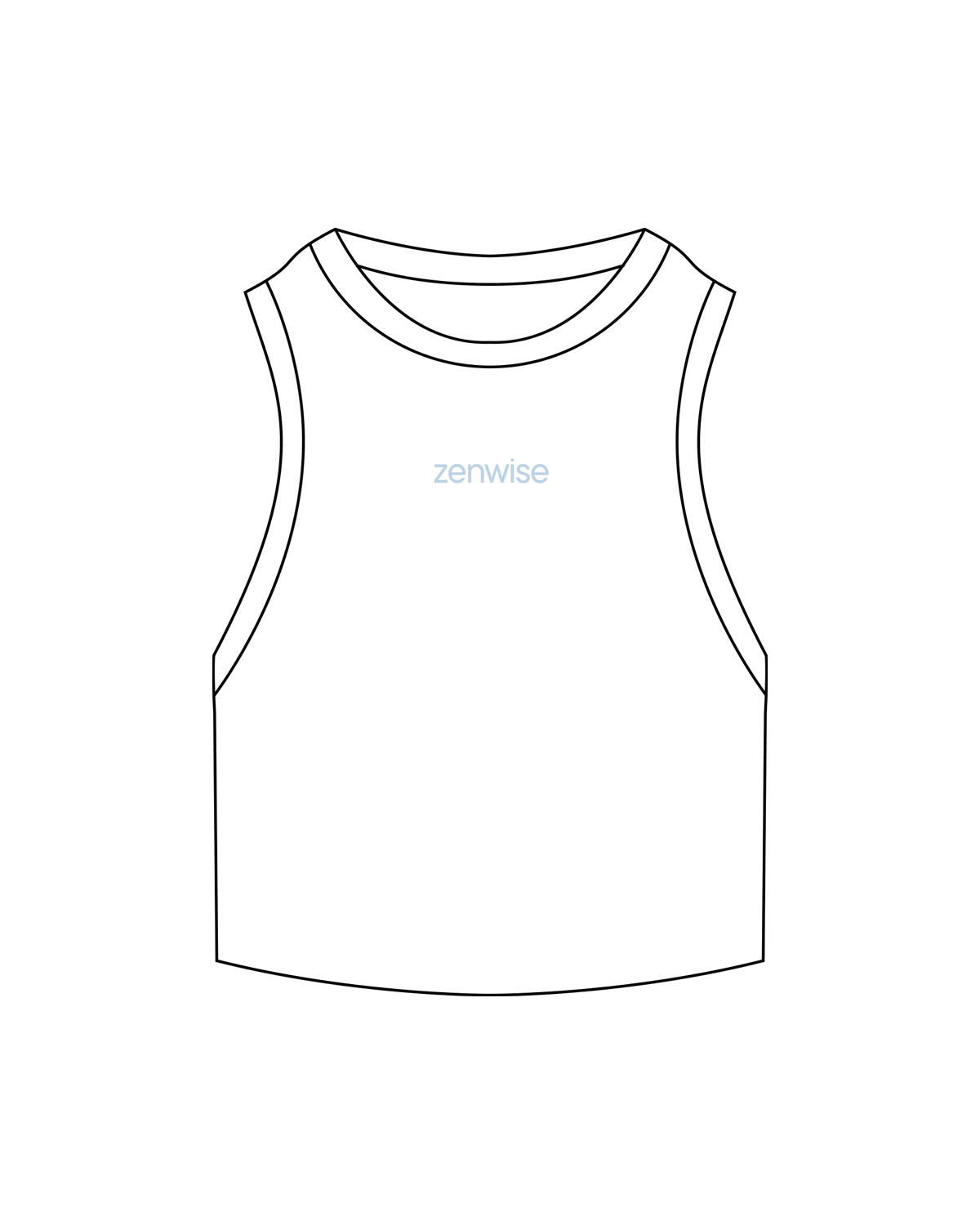 The Ribbed Crop Tank - White - Zenwise - Center Chest - Embroidered - Blue